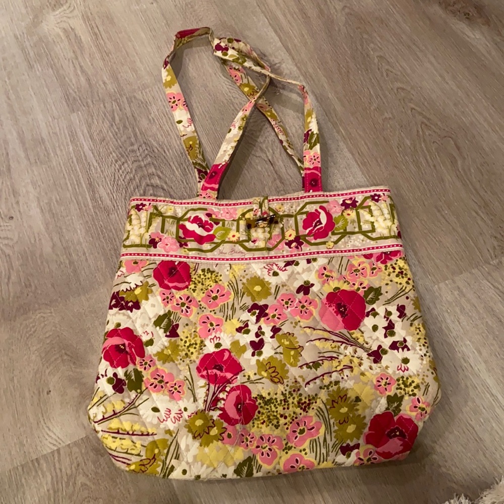 Vera Bradley Green/Pink Floral Tote Bag
